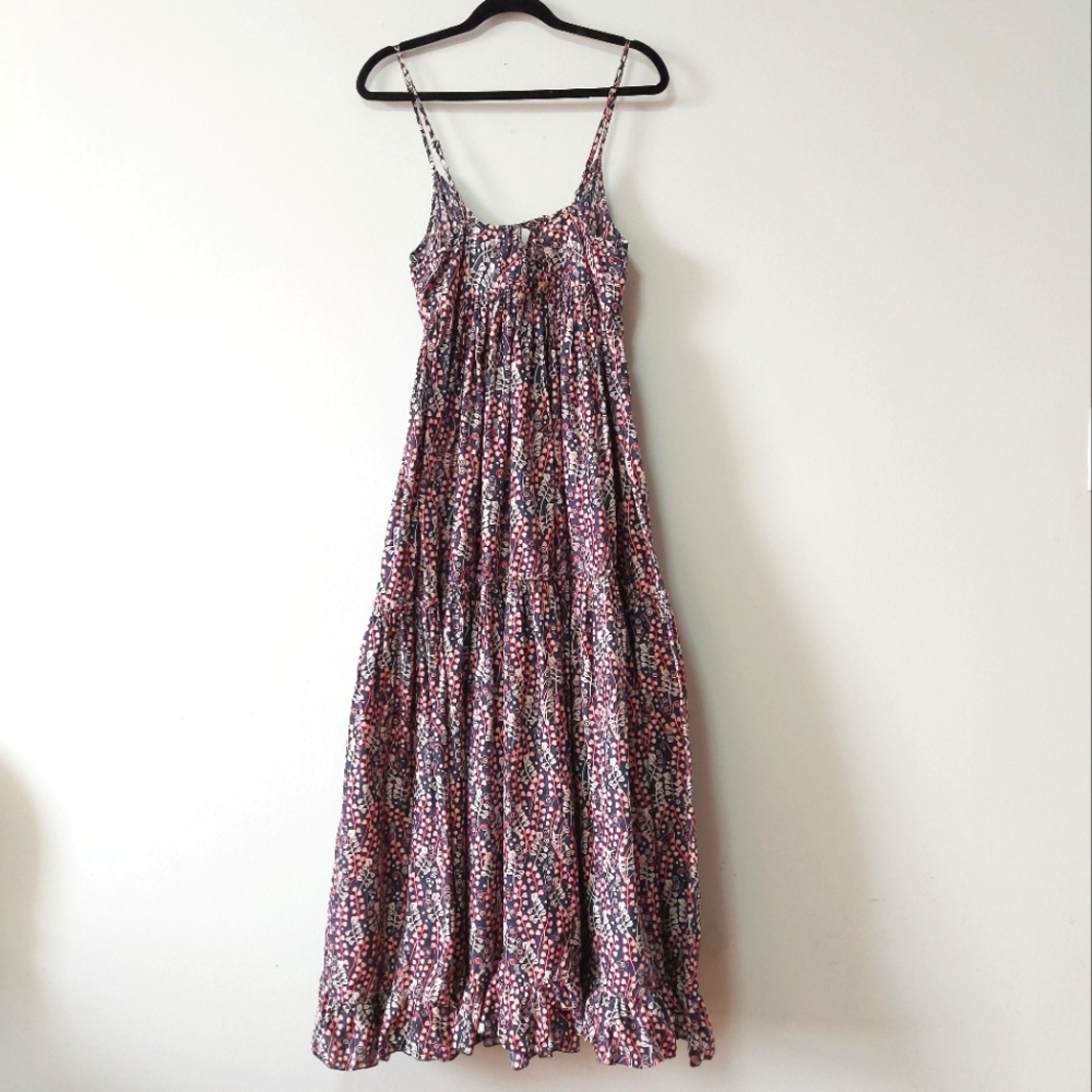 Akualani Sleeveless Dress Size Large Floral Maxi Tiered Boho Beach Camisole